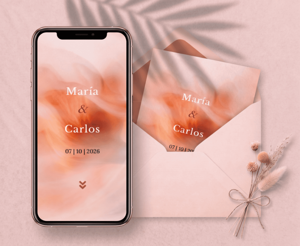 Modelo Bruma de invitación digital de boda suave y romántica