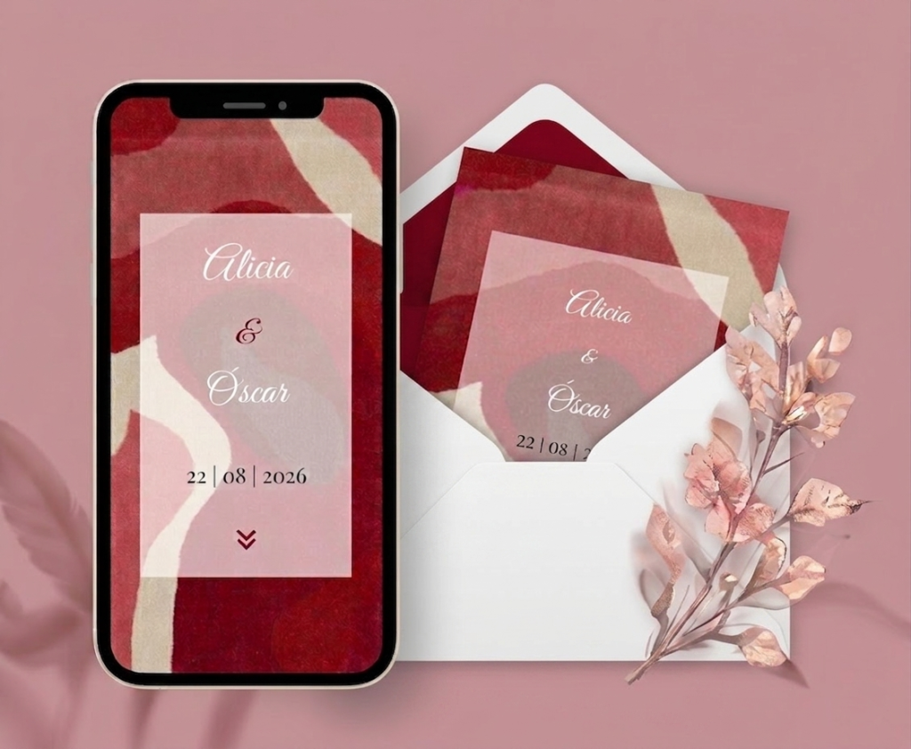 Invitación digital de boda modelo Siena para enviar por WhatsApp